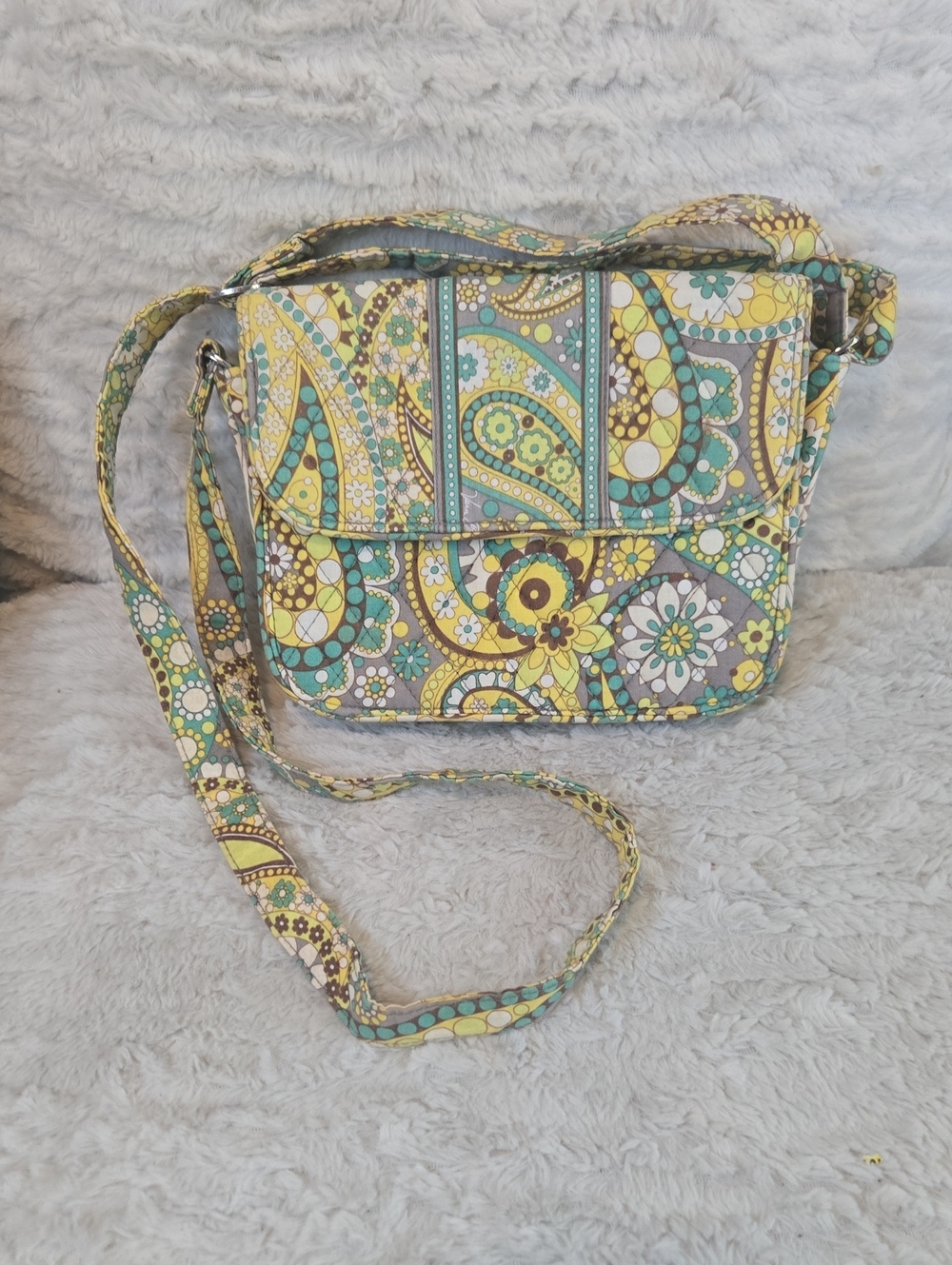 Vera BradleyQuilted Paisley Crossbody Bag in Yellow & Teal
